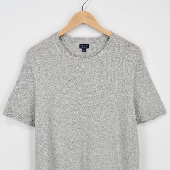 NWT J.Crew Factory Men's Cotton Seed-Stitch Sweater Tee Heather Dove Grey Small - Picture 5 of 9